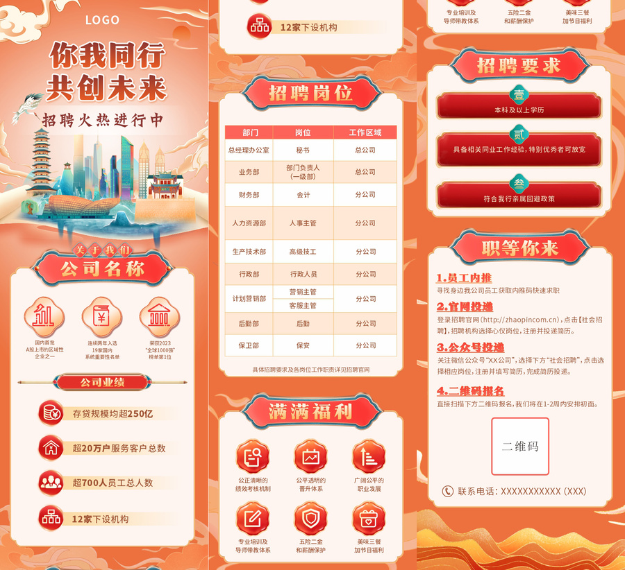 國潮風招聘長圖