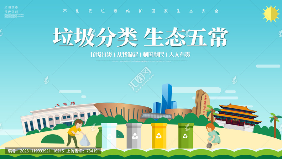 五常市垃圾分類回收海報展板