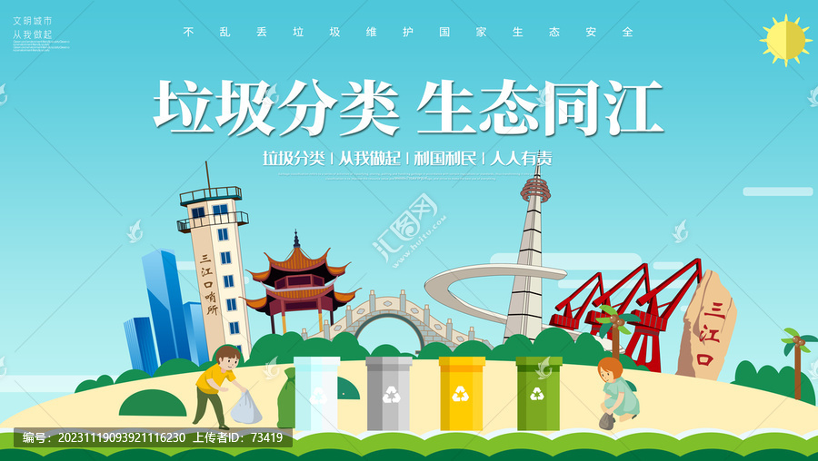 同江市垃圾分類回收海報(bào)展板