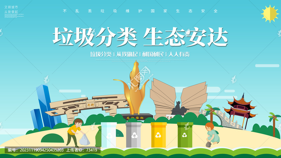 安達市垃圾分類回收海報展板