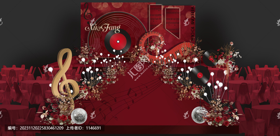 紅黑色音樂(lè)主題婚禮效果圖