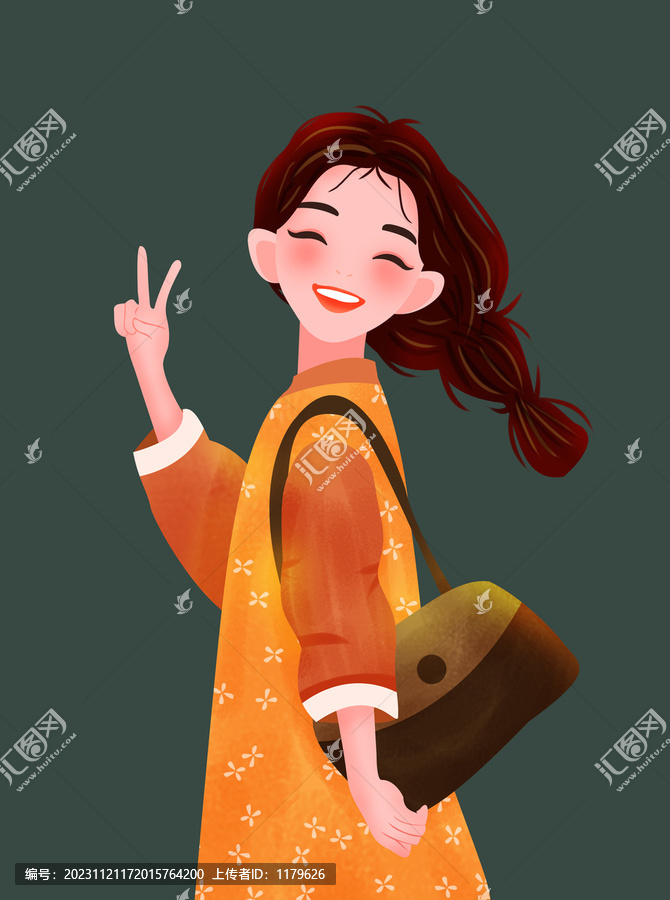 幸福文藝女孩插畫