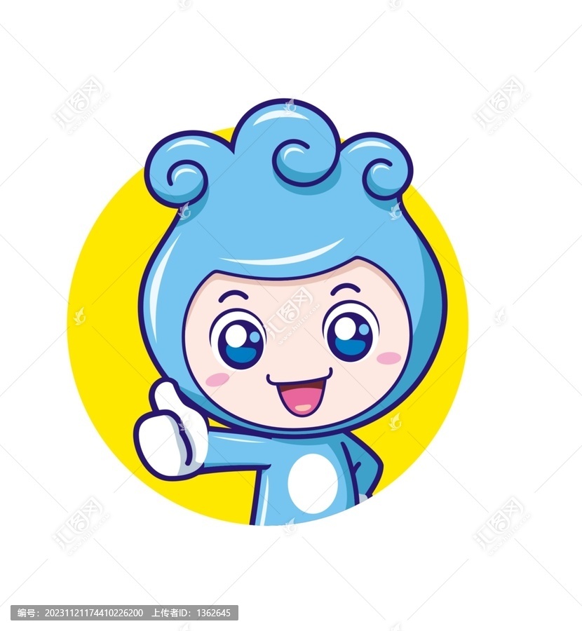 卡通可愛小水滴豎大拇指半身