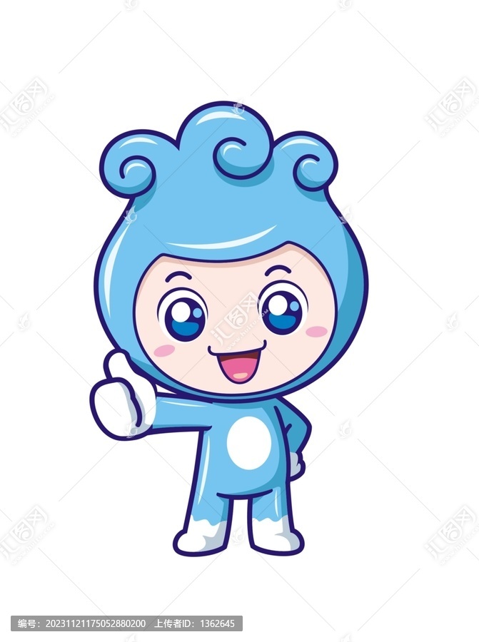 卡通可愛小水滴豎大拇指