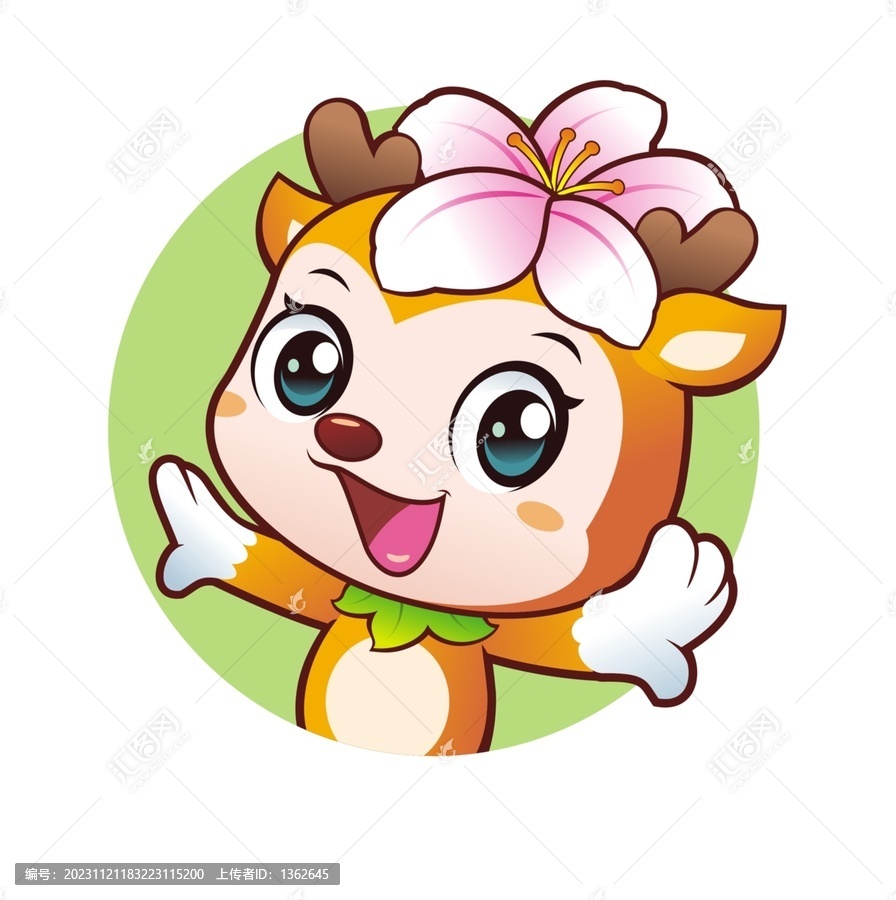 卡通可愛小鹿半身