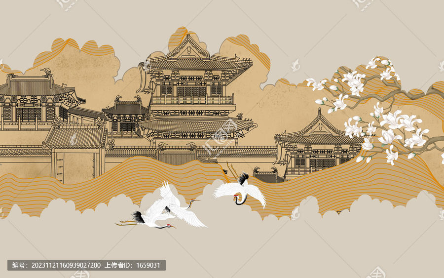 新中式輕奢抽象背景墻