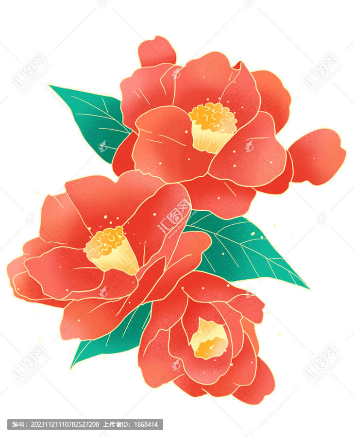 簡約創(chuàng)意春節(jié)國潮復古花朵插畫