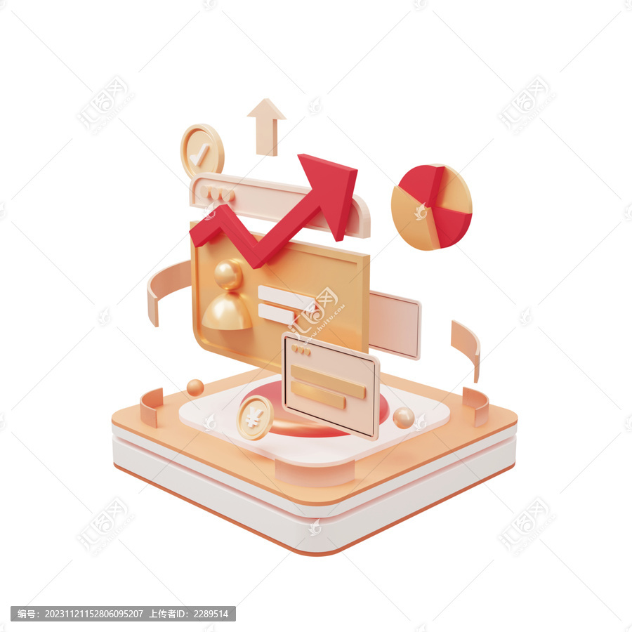3D金融基金圖標(biāo)元素