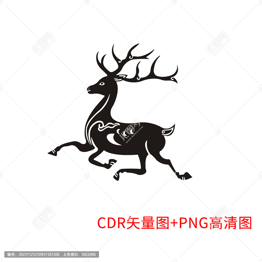 鹿手繪剪影圖