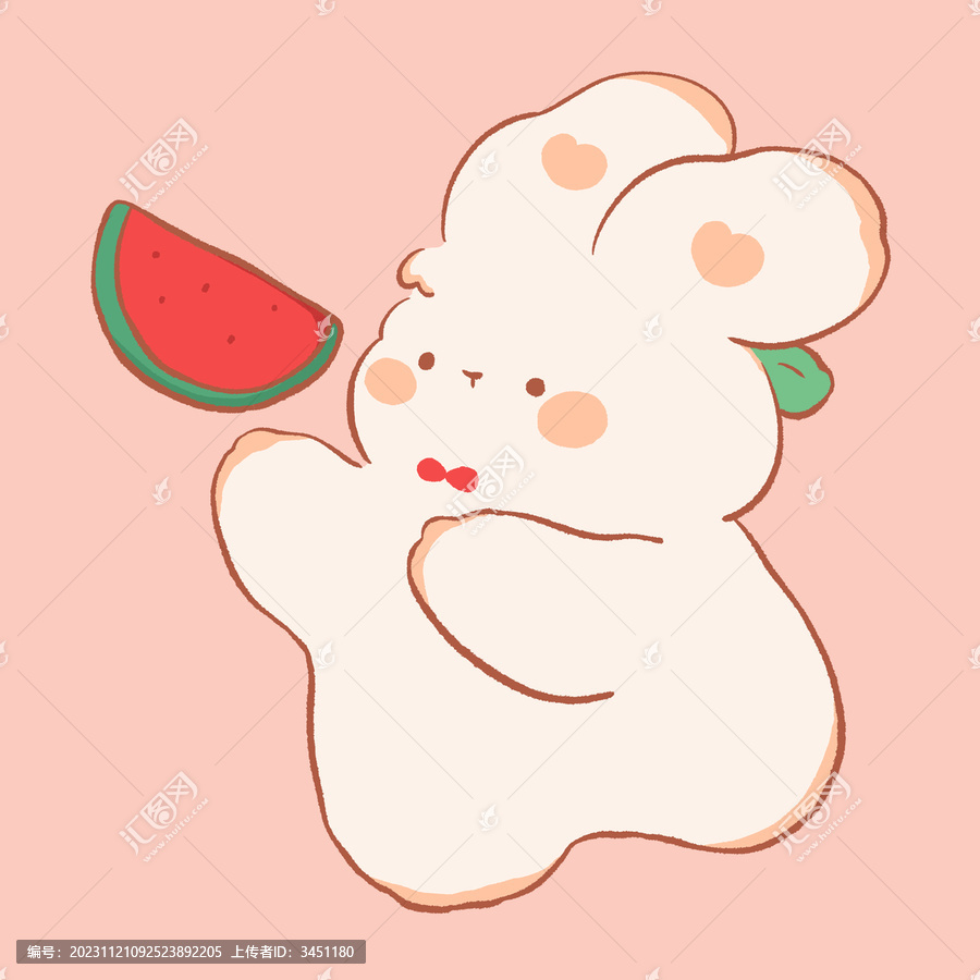 可愛兔子西瓜IP形象卡通圖案