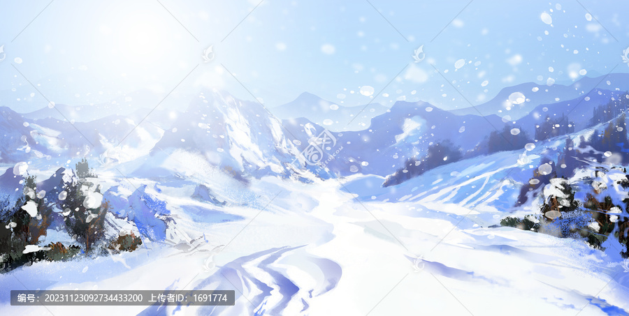 唯美冬至大雪節(jié)氣手繪插畫背景