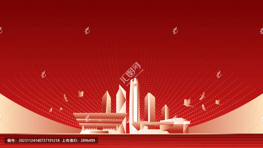 太原地标建筑红色周年背景