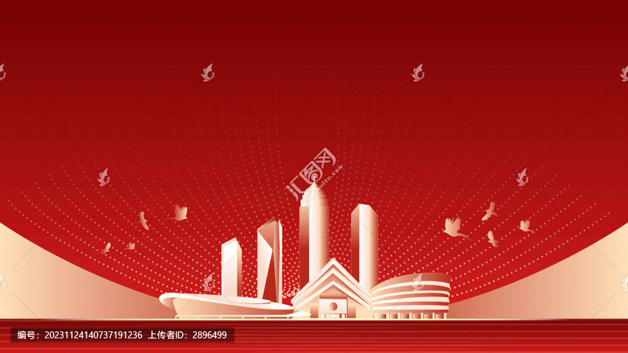 绍兴地标建筑红色周年背景