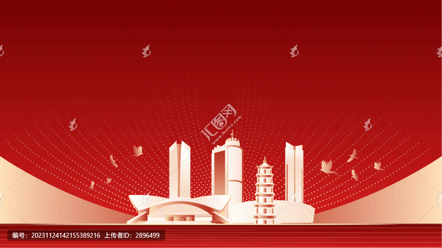 惠州地标建筑红色周年背景