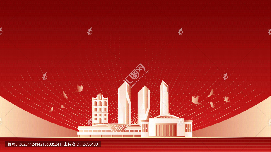 江门地标建筑红色周年背景