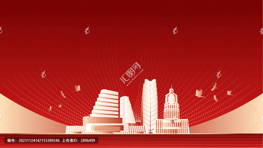 新乡地标建筑红色周年背景