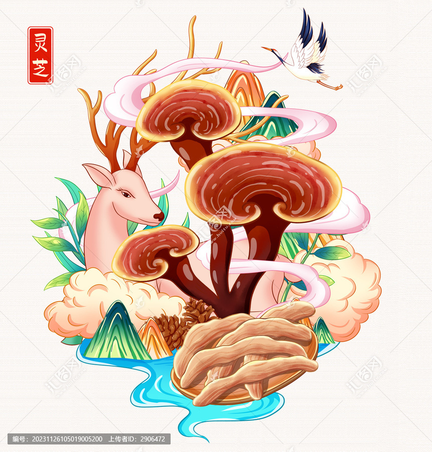 靈芝插畫