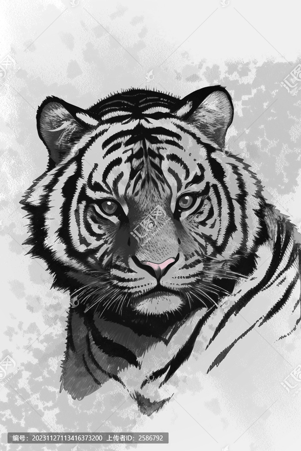 水墨老虎插畫