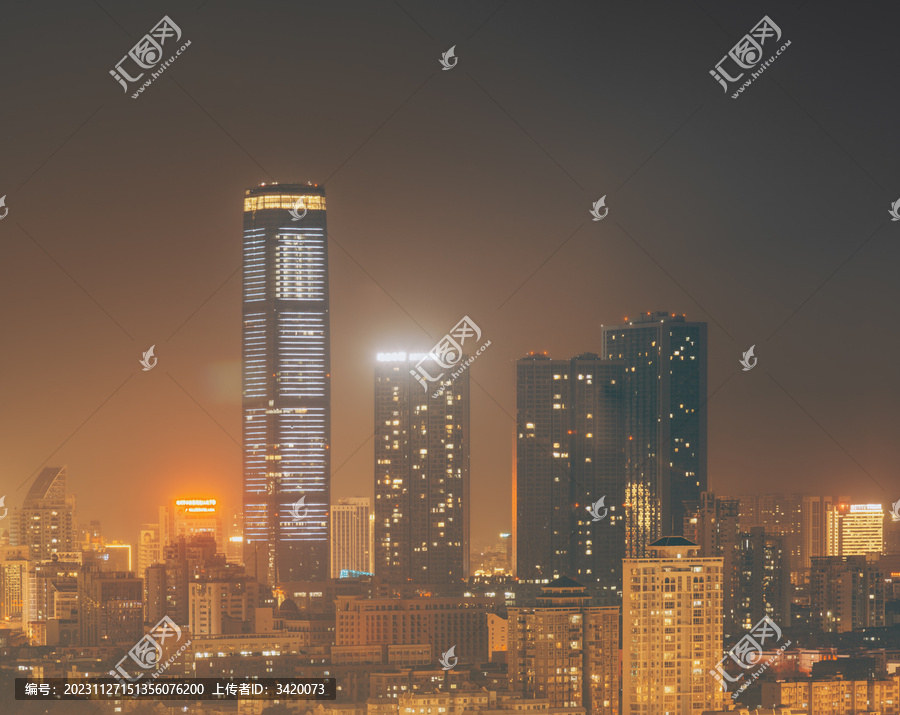 广西柳州市中心高楼建筑群夜景