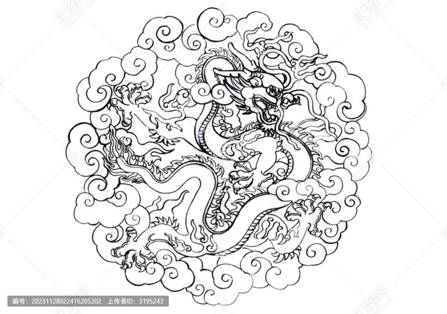 龍圖案手繪插畫素材