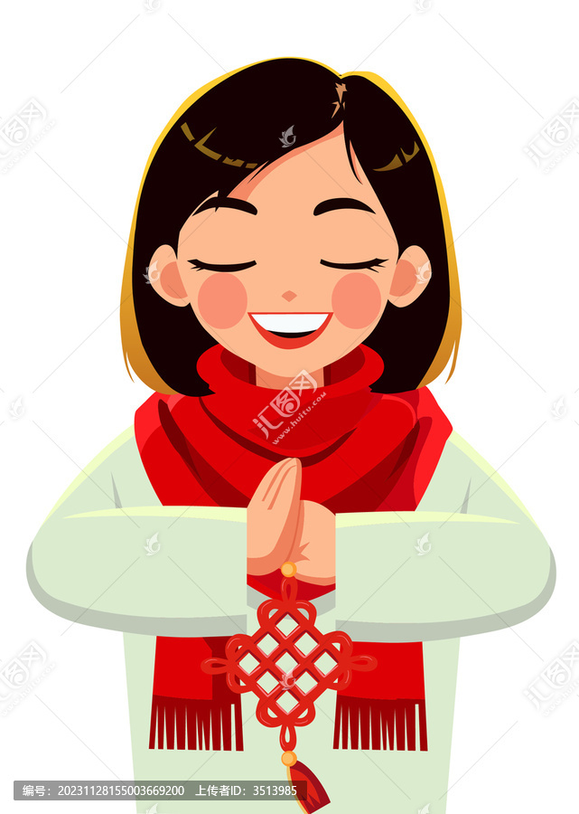 新年女孩中國結(jié)