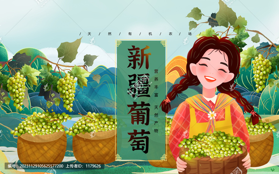 綠葡萄包裝插畫