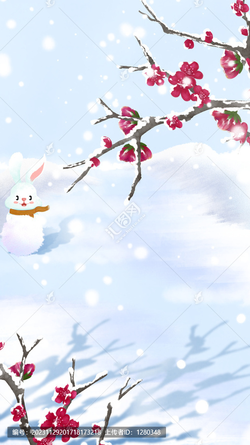 雪景一角插畫系列插畫踏雪尋梅