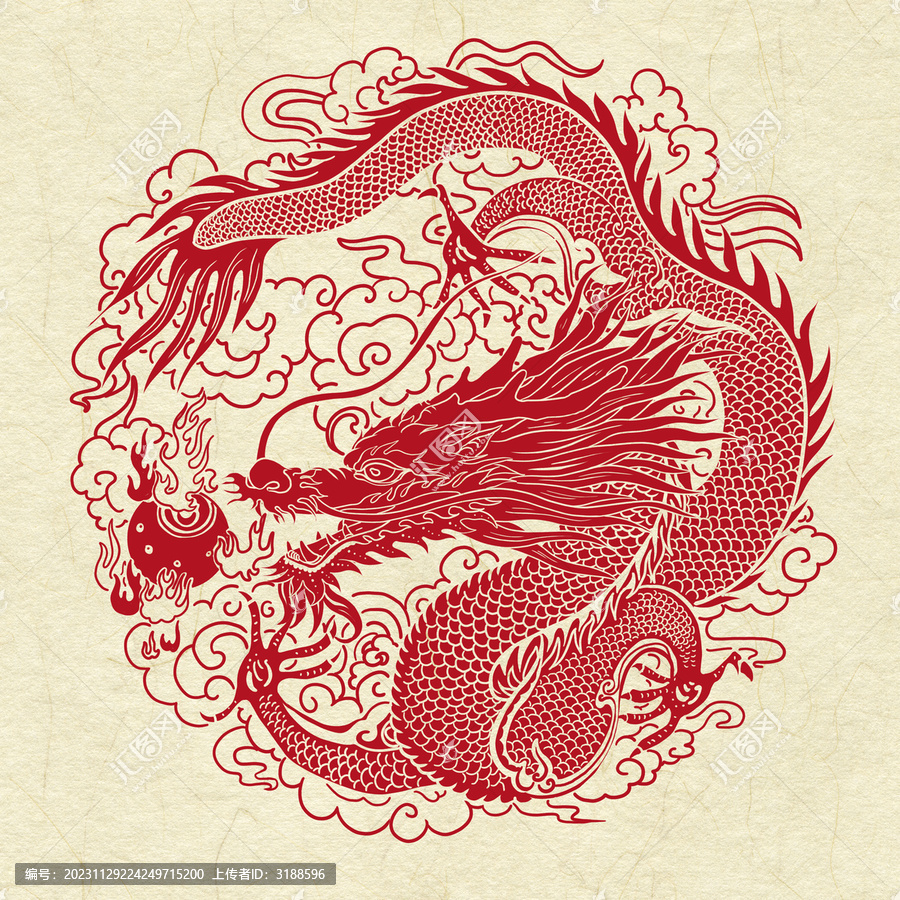 紅色龍剪影龍白描龍龍素材生肖龍