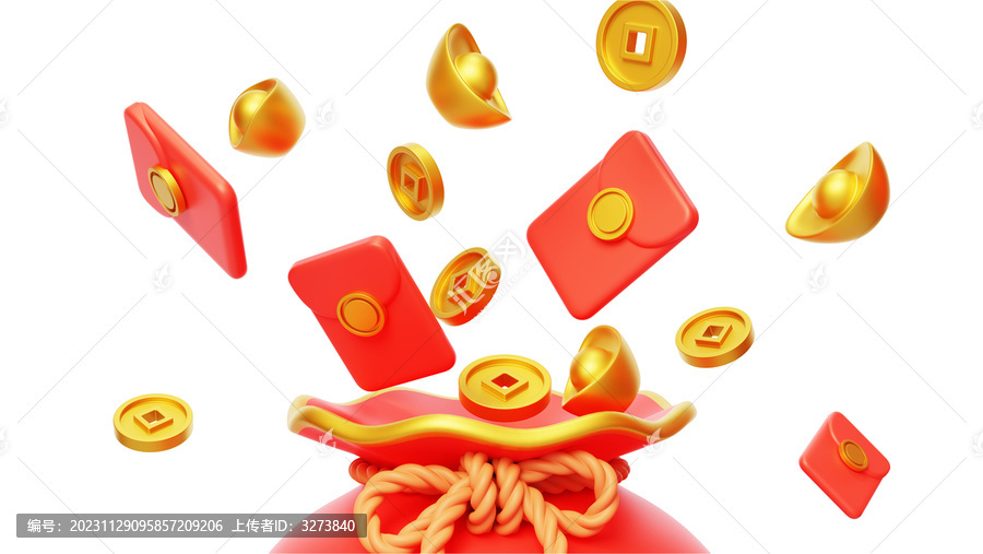 新年春节传统佳节福利福袋3D