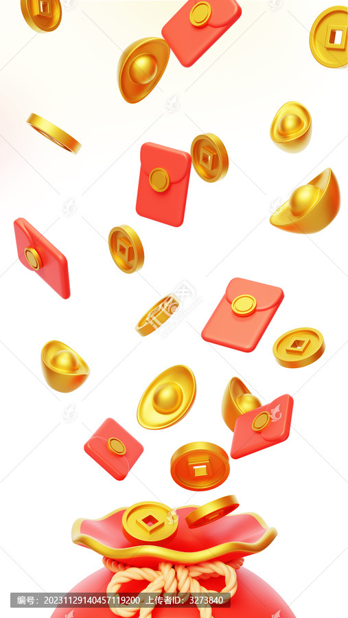 新年春節(jié)傳統(tǒng)佳節(jié)過(guò)年福袋3D