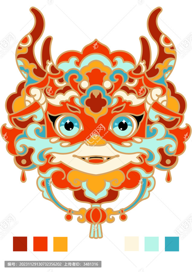紅藍色國潮龍頭