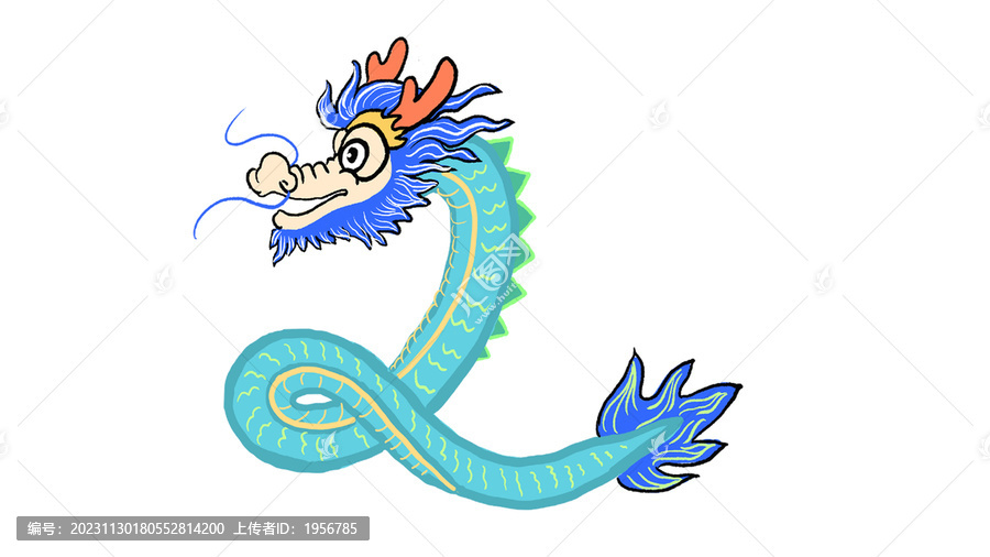 龍年元素手繪龍多巴胺卡通涂鴉龍