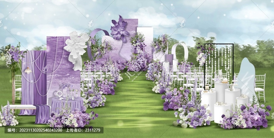 戶外紫色婚禮效果圖