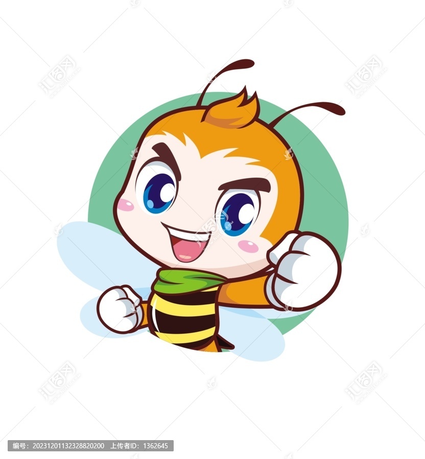 卡通可愛小蜜蜂緊握雙拳半身