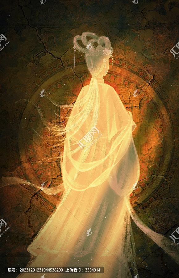 古風(fēng)插畫壁畫仕女敦煌仙女國風(fēng)