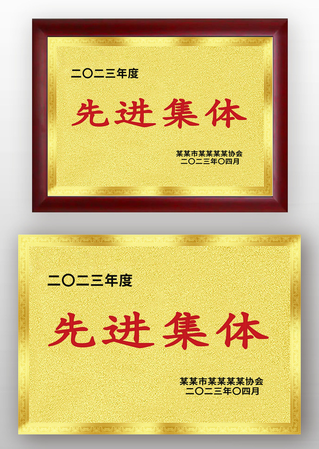 金色磨砂先進(jìn)集體獎牌銅牌牌匾