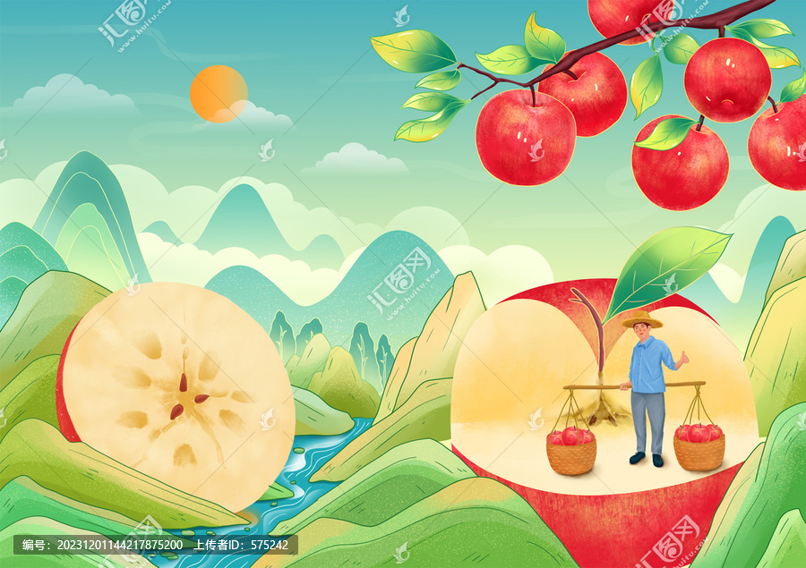 蘋果包裝插畫