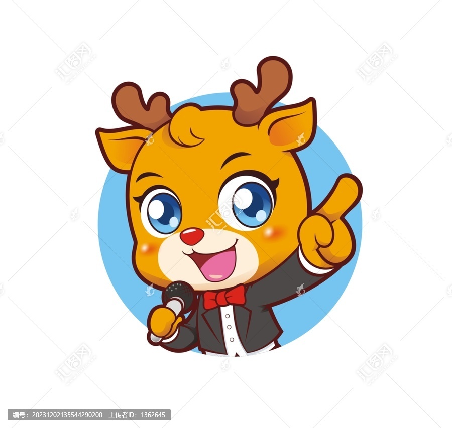 卡通可愛(ài)小鹿主持手指前方半身