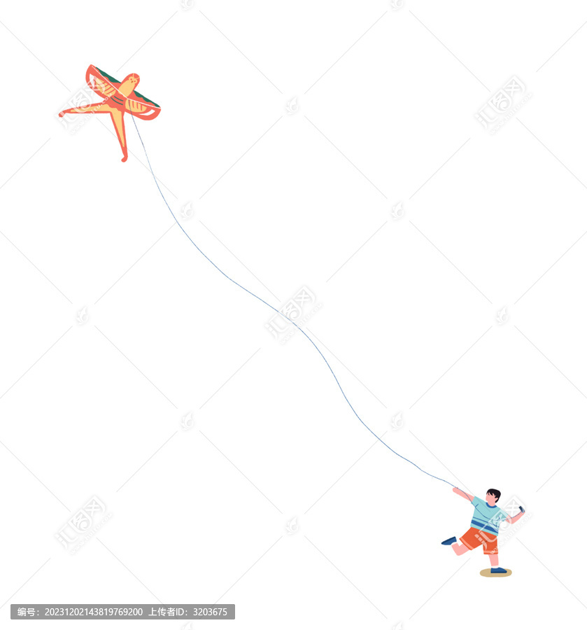 放風(fēng)箏孩童插畫(huà)素材