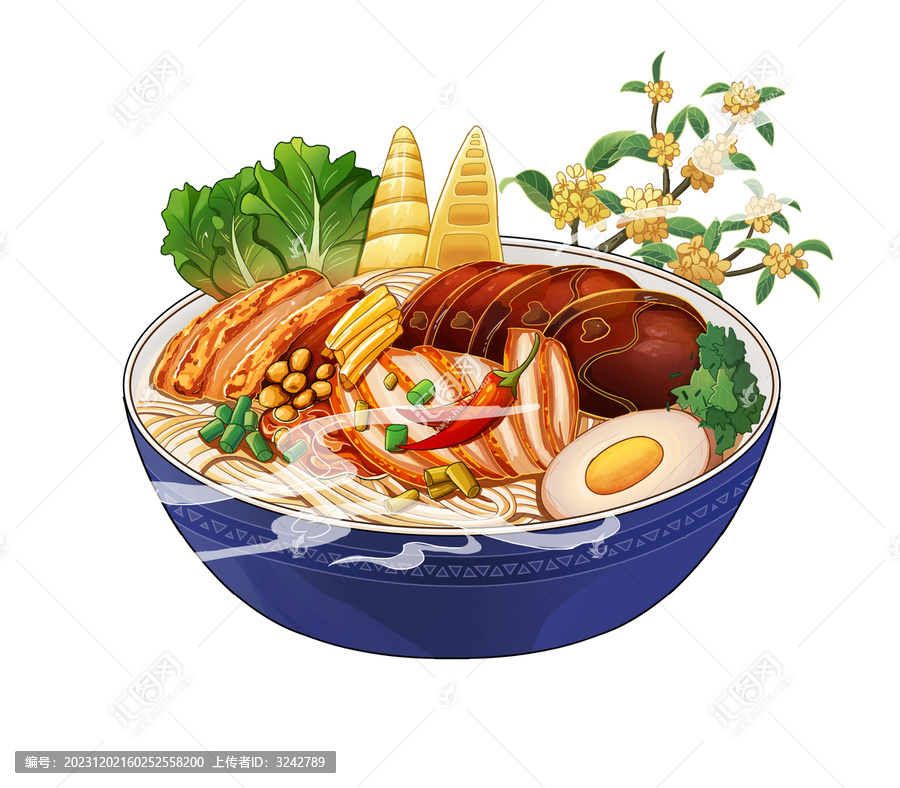 國潮手繪地方美食桂林米粉
