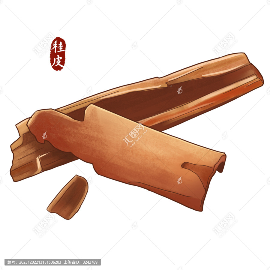 手繪桂皮香料美食配料