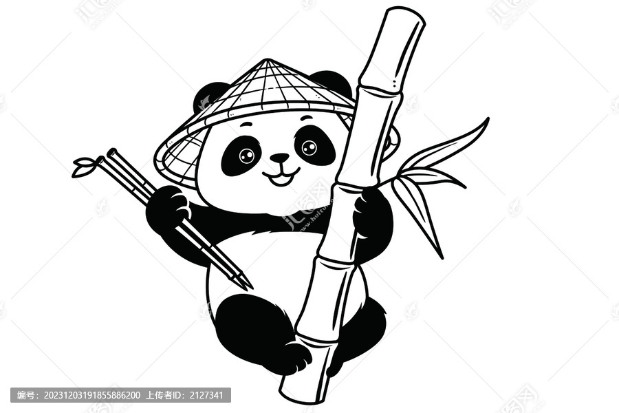 卡通熊貓線稿
