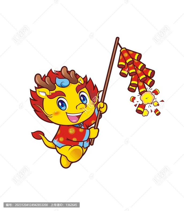 卡通可愛小龍放整掛鞭炮