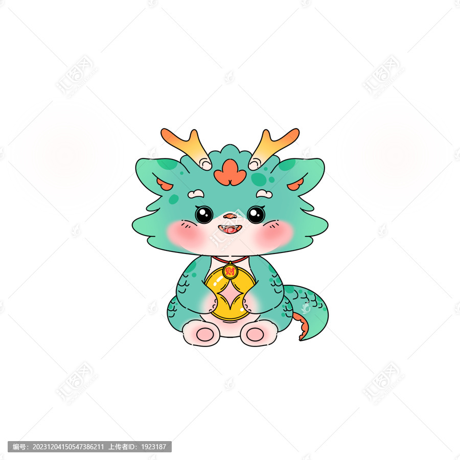 一只抱著銅錢的綠色龍