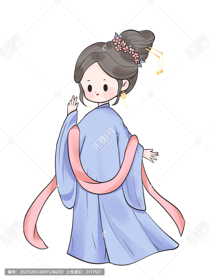 國風手繪Q版古裝漢服女孩