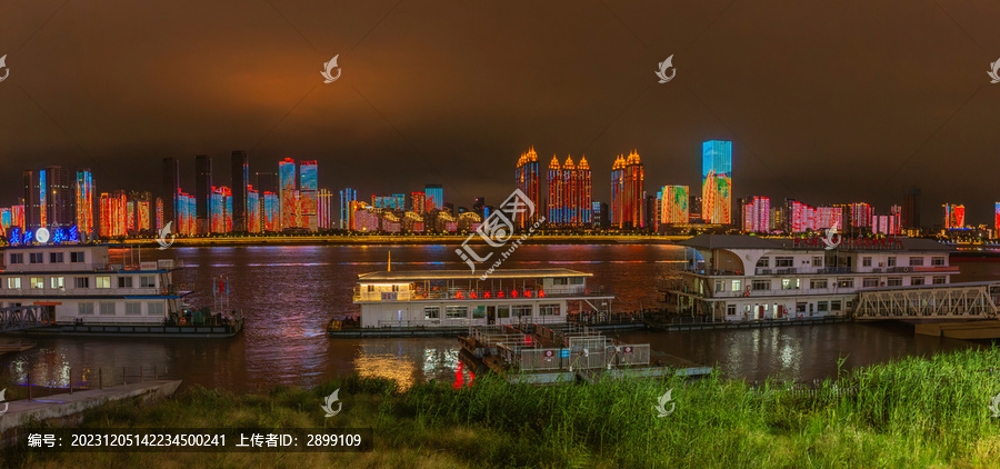 武汉汉口江滩城市夜景