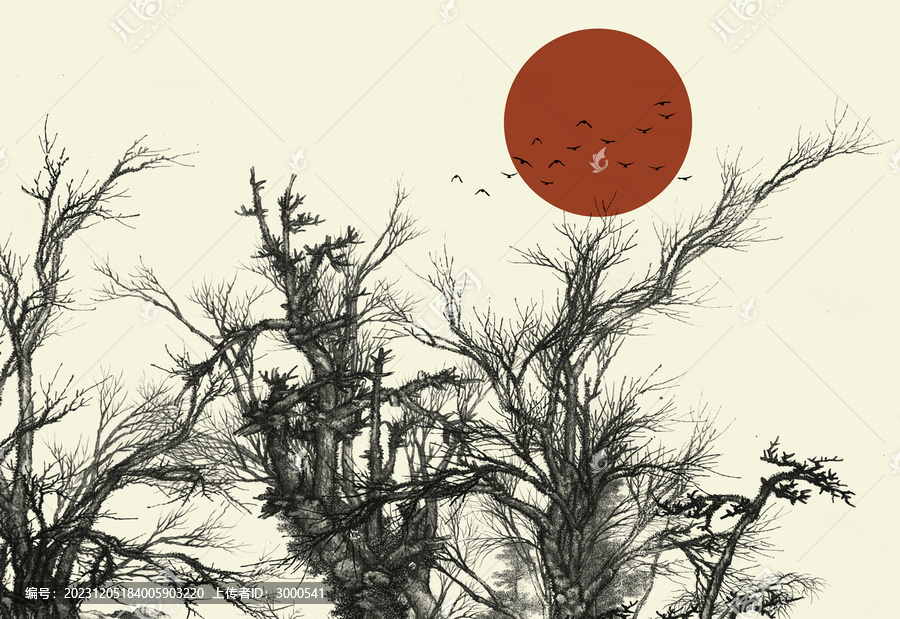 樹枝意境樹背景墻