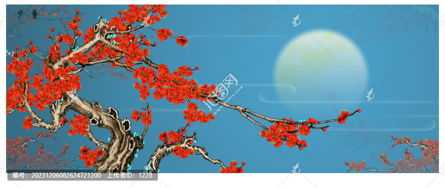 月影1暗香浮動(dòng)1紅梅報(bào)春