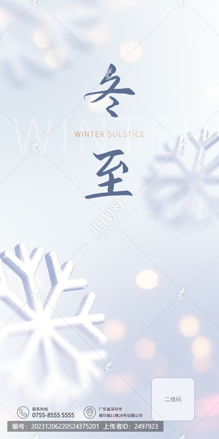 冬至节气雪花海报