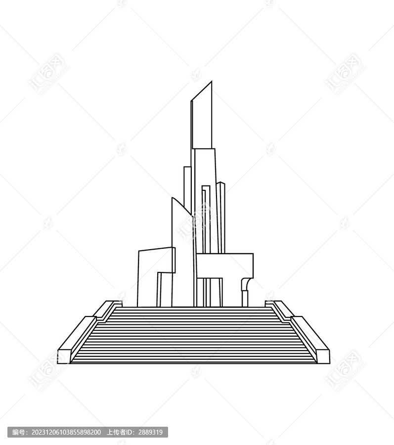 手繪建筑石家莊解放紀念碑線稿